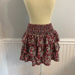 Red floral skirt